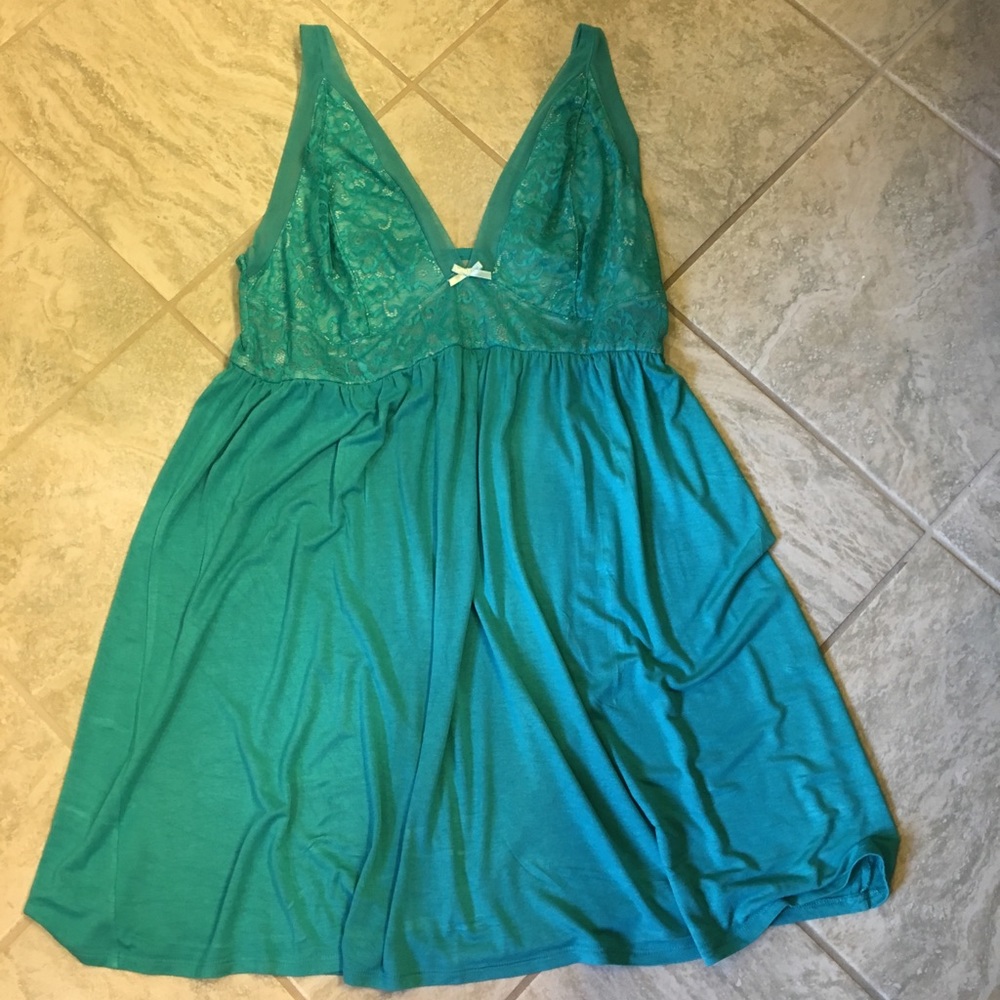 Cacique teal lace chemise 14 16